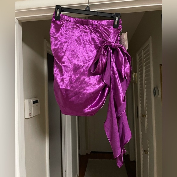 NWT For Love And Lemons Bowie Metallic Mini Skirt in Electric Purple - Picture 2 of 13